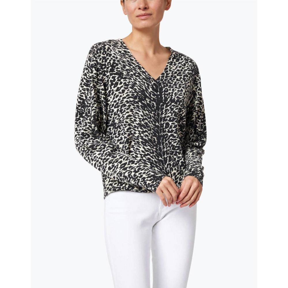 Brochu Walker Moni Vee Cashmere Sweater V Neck Khalia Leopard Combo Medium